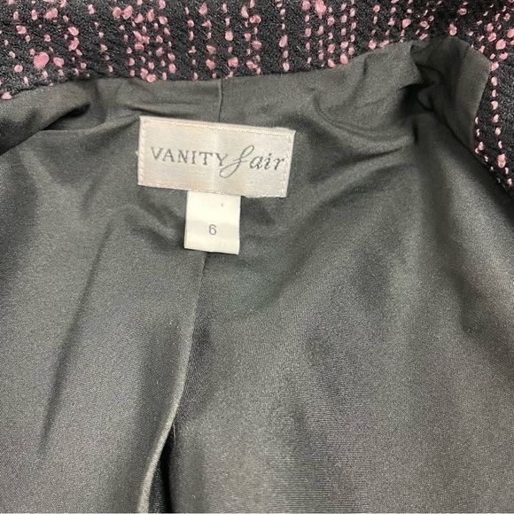 VINTAGE Vanity Fair Tweed Skirt Suit Pink And Black - Picture 9 of 16